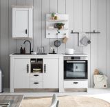 Kchenschrank Rovola in wei Pinie Landhaus Kche Unterschrank fr Sple oder Kochfeld 129 cm, Soft-Close