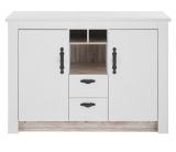 Kchenschrank Rovola in wei Pinie Landhaus Kche Unterschrank fr Sple oder Kochfeld 129 cm, Soft-Close
