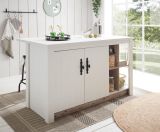 Kchentheke Rovola in wei Pinie Landhaus Kcheninsel freistehend 161 x 90 cm, Soft-Close