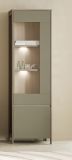 Vitrine Finnes in Salbei und Eiche Vitrinenschrank skandinavisch 58 x 195 cm, Soft-Close