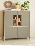 Highboard Finnes in Salbei und Eiche Kommode skandinavisch 111 x 125 cm, Soft-Close