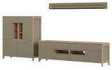 Wohnwand Finnes in Salbei und Eiche Wohnkombination skandinavisch 3-teilig 319 cm, Soft-Close