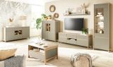 Wohnkombination Finnes in Salbei und Eiche Highboard und Schreibtisch skandinavisch, Soft-Close