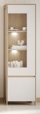 Vitrine Finnes in wei und Eiche Vitrinenschrank skandinavisch 58 x 195 cm, Soft-Close