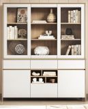 Buffet Finnes in wei und Eiche Vitrinenschrank skandinavisch 164 x 195 cm, Soft-Close