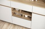 Buffet Finnes in wei und Eiche Vitrinenschrank skandinavisch 164 x 195 cm, Soft-Close