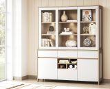 Buffet Finnes in wei und Eiche Vitrinenschrank skandinavisch 164 x 195 cm, Soft-Close