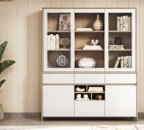 Buffet Finnes in wei und Eiche Vitrinenschrank skandinavisch 164 x 195 cm, Soft-Close