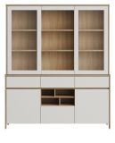 Buffet Finnes in wei und Eiche Vitrinenschrank skandinavisch 164 x 195 cm, Soft-Close