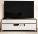 TV-Lowboard Finnes in wei und Eiche TV Unterteil skandinavisch 164 cm, Soft-Close
