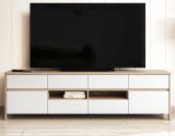 TV-Lowboard Finnes in wei und Eiche TV Unterteil skandinavisch 193 cm, Soft-Close