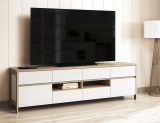 TV-Lowboard Finnes in wei und Eiche TV Unterteil skandinavisch 193 cm, Soft-Close