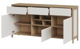 Sideboard Finnes in wei und Eiche Kommode skandinavisch 164 cm, Soft-Close