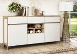 Sideboard Finnes in wei und Eiche Kommode skandinavisch 164 cm, Soft-Close
