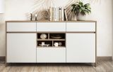 Sideboard Finnes in wei und Eiche Kommode skandinavisch 164 cm, Soft-Close