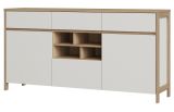 Sideboard Finnes in wei und Eiche Kommode skandinavisch 164 cm, Soft-Close