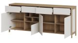 Sideboard Finnes in wei und Eiche Kommode skandinavisch 193 cm, Soft-Close