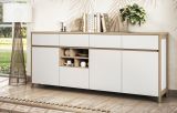 Sideboard Finnes in wei und Eiche Kommode skandinavisch 193 cm, Soft-Close