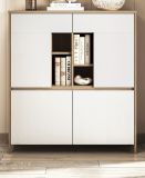 Highboard Finnes in wei und Eiche Kommode skandinavisch 111 x 125 cm, Soft-Close