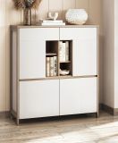 Highboard Finnes in wei und Eiche Kommode skandinavisch 111 x 125 cm, Soft-Close
