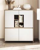 Highboard Finnes in wei und Eiche Kommode skandinavisch 111 x 125 cm, Soft-Close