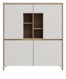 Highboard Finnes in wei und Eiche Kommode skandinavisch 111 x 125 cm, Soft-Close