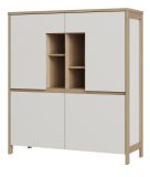 Highboard Finnes in wei und Eiche Kommode skandinavisch 111 x 125 cm, Soft-Close