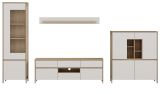 Wohnwand Finnes in wei und Eiche Wohnkombination skandinavisch 4-teilig 360 cm, Soft-Close