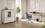 Wohnkombination Finnes in wei und Eiche Highboard und Schreibtisch skandinavisch, Soft-Close