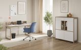 Wohnkombination Finnes in wei und Eiche Highboard und Schreibtisch skandinavisch, Soft-Close