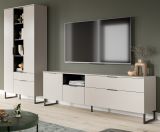 TV-Lowboard Morena in kaschmir und schwarz TV Unterteil 185 cm, Soft-Close