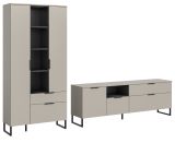 Wohnwand Morena in kaschmir und schwarz Wohnkombination 290 cm, Soft-Close