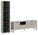 Wohnwand Morena in kaschmir und schwarz Wohnkombination 245 cm, Soft-Close