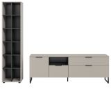 Wohnwand Morena in kaschmir und schwarz Wohnkombination 245 cm, Soft-Close