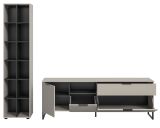 Wohnwand Morena in kaschmir und schwarz Wohnkombination 245 cm, Soft-Close