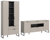 Wohnwand Morena in kaschmir und schwarz Wohnkombination 290 cm, Soft-Close