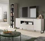 Wohnwand Morena in kaschmir und schwarz Wohnkombination 245 cm, Soft-Close