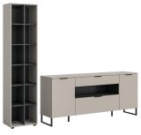 Wohnwand Morena in kaschmir und schwarz Wohnkombination 245 cm, Soft-Close