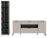 Wohnwand Morena in kaschmir und schwarz Wohnkombination 245 cm, Soft-Close