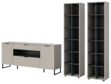 Wohnwand Morena in kaschmir und schwarz Wohnkombination 305 cm, Soft-Close