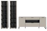 Wohnwand Morena in kaschmir und schwarz Wohnkombination 305 cm, Soft-Close