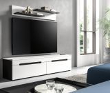 Wohnkombination Cooper in wei und grau TV-Lowboard hngend / stehend und Wandboard 170 cm