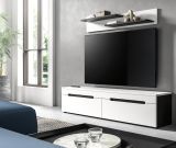 Wohnkombination Cooper in wei und grau TV-Lowboard hngend / stehend und Wandboard 170 cm