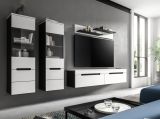Wohnkombination Cooper in wei und grau TV-Lowboard hngend / stehend und Wandboard 170 cm