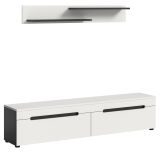 Wohnkombination Cooper in wei und grau TV-Lowboard hngend / stehend und Wandboard 170 cm