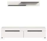Wohnkombination Cooper in wei und grau TV-Lowboard hngend / stehend und Wandboard 170 cm