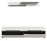 Wohnkombination Cooper in wei und grau TV-Lowboard hngend / stehend und Wandboard 170 cm