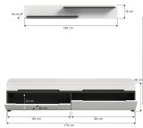 Wohnkombination Cooper in wei und grau TV-Lowboard hngend / stehend und Wandboard 170 cm