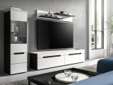 Wohnwand Cooper in wei und grau Wohnkombination 3-teilig hngend / stehend 221 cm