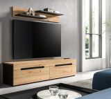 Wohnkombination Cooper in Artisan Eiche und grau, Set Lowboard 170 cm und Wandboard